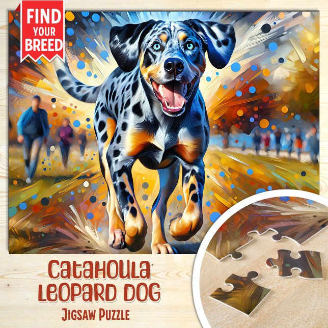 Catahoula Leopard Dog Porträtt Akrylfärgskonsttryc Pussel (Skapare uppladdad)