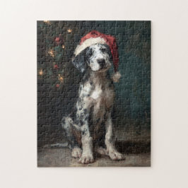 Catahoula Leopard Dog Puppy Christmas Painting Pussel