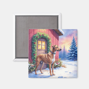 Catahoula Leopard Dog Rustik Lada Julkonst Magnet