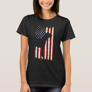Catahoula Leopard Dog Silhuett Amerikansk Flagga T Shirt