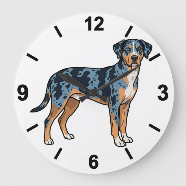 Catahoula Leopard Dog Wall Clock Rustic Decor Stor Klocka (Framsida)