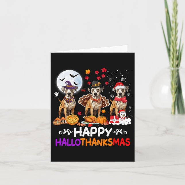 Catahoula Leopard Hund jul Hallothankmas Than Kort (Framsida)