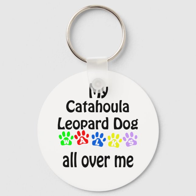 Catahoula Leopard Hund Walks Design Nyckelring (Framsida)