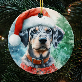 Catahoula Leopard Hund Watercolor jul Julgransprydnad Keramik