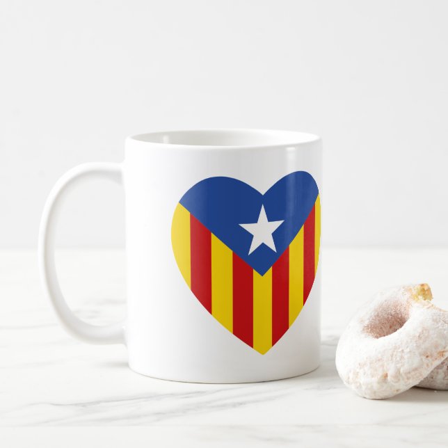 Catalan Flagga Heart Kaffemugg (Med munk)