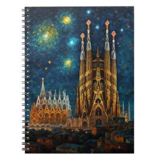 Catalan Starry Night | Gaudí Meets Van Gogh Anteckningsbok