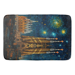 Catalan Starry Night Gaudí Meets Van Gogh Badrumsmatta