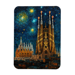 Catalan Starry Night Gaudí Meets Van Gogh Magnet