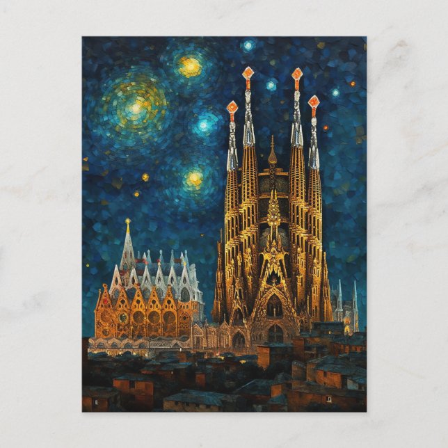 Catalan Starry Night | Gaudí Meets Van Gogh Vykort (Framsida)