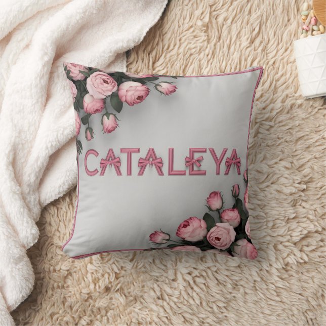 CATALEYA Embroiderad Ro Dekorativ kudde & Blanket (Filt)