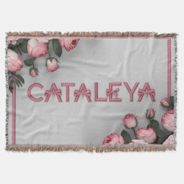 CATALEYA Embroiderad Ro Dekorativ kudde & Blanket Filt