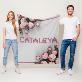 CATALEYA Embroiderad Ro Dekorativ kudde & Blanket Fleecefilt