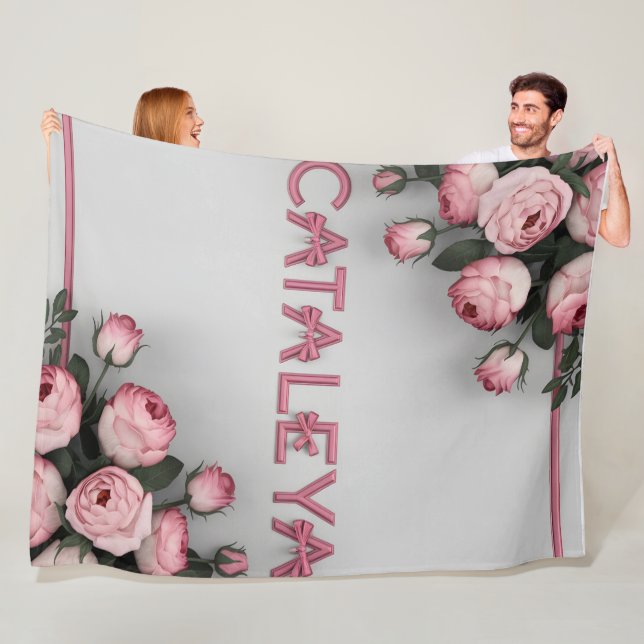 CATALEYA Embroiderad Ro Dekorativ kudde & Blanket Fleecefilt (På plats)