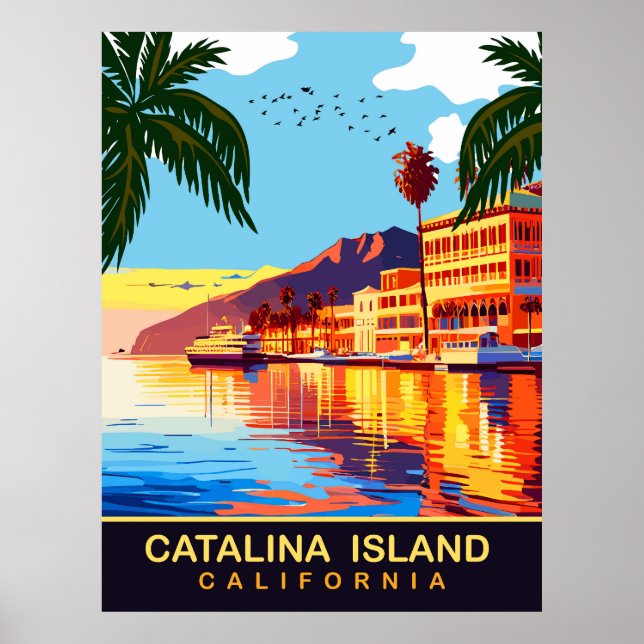 Catalina Island, CA, Vatten Reflection, Travel Poster (Framsidan)