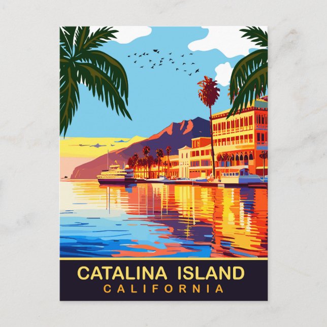 Catalina Island, CA, Vatten Reflection, Travel Vykort (Framsida)
