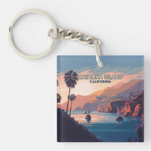 Catalina Island California Boats Sunset Retro