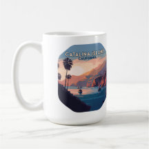 Catalina Island California Boats Sunset Retro