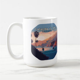 Catalina Island California Boats Sunset Retro Kaffemugg