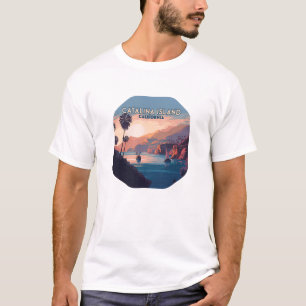 Catalina Island California Boats Sunset Retro T Shirt