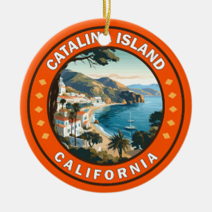 Catalina Island California Travel Art Badge Julgransprydnad Keramik