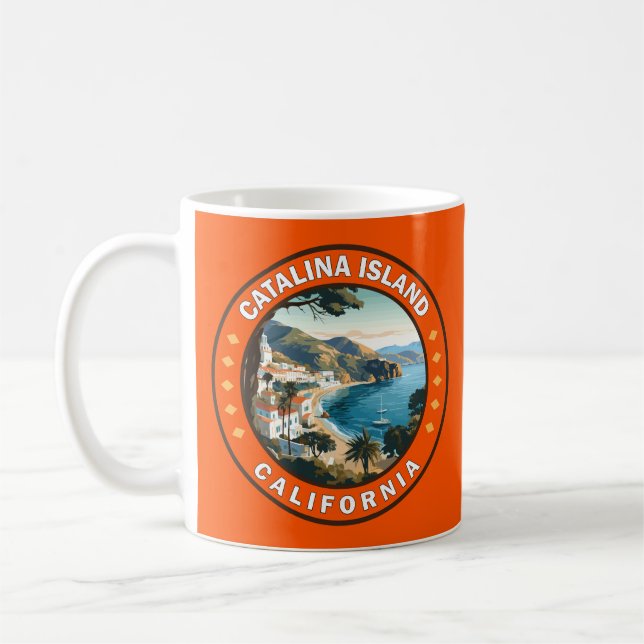Catalina Island California Travel Art Badge Kaffemugg (Vänster)