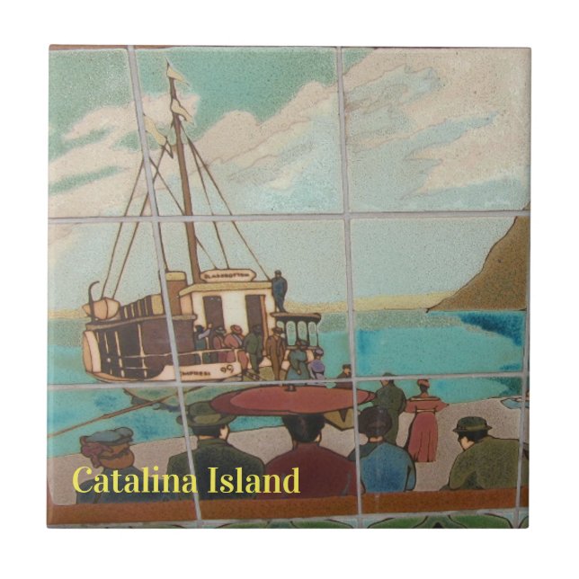CATALINA ISLAND CERAMIC TILE BOAT TO CATALINA KAKELPLATTA (Framsidan)