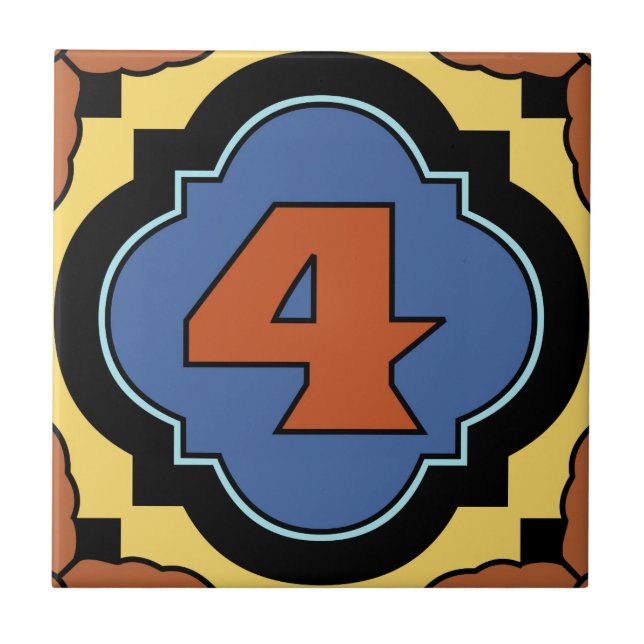 Catalina Island Number Adress Tile 4 Kakelplatta (Framsidan)