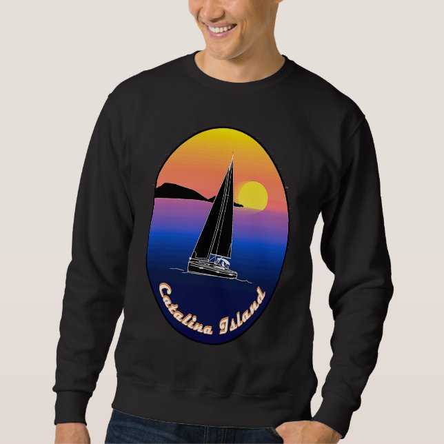 Catalina Island Sailing Printed On Front Lång Ärmad Tröja (Framsida)