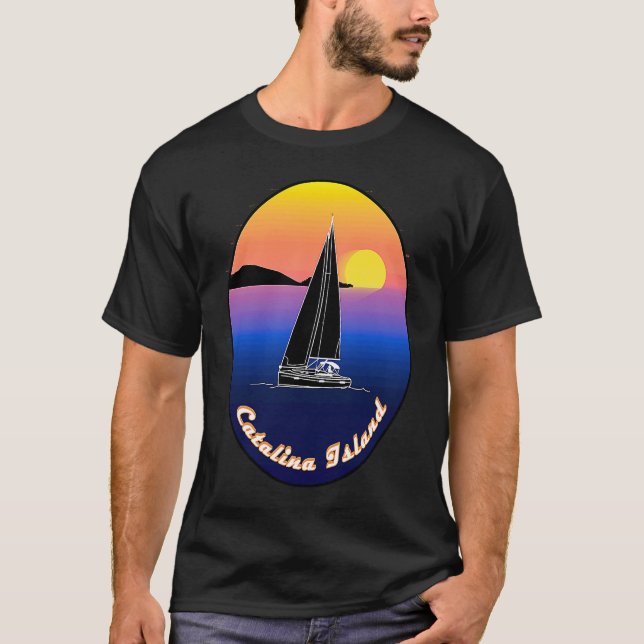 Catalina Island Sailing Printed On Front T Shirt (Framsida)