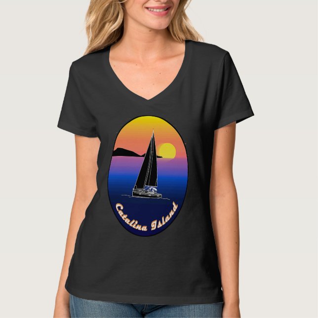 Catalina Island Sailing Printed On Front T Shirt (Framsida)