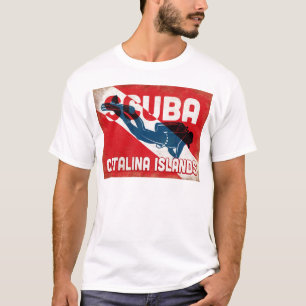 Catalina Islands Scuba Diver - Blue Retro T Shirt