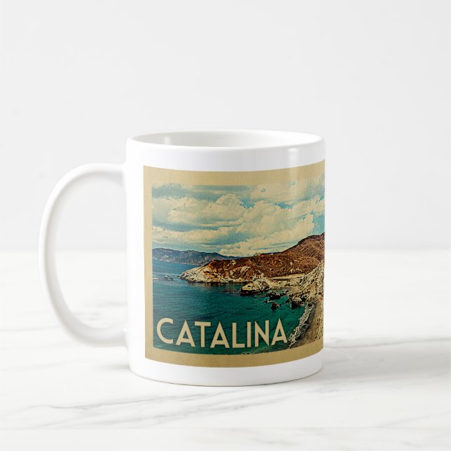 Catalina Kalifornien vintage resor Kaffemugg (Vänster)