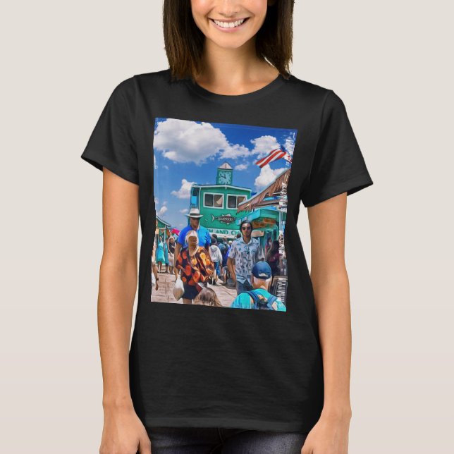 Catalina-ön Avalon People njuter av Grönten Pier T Shirt (Framsida)