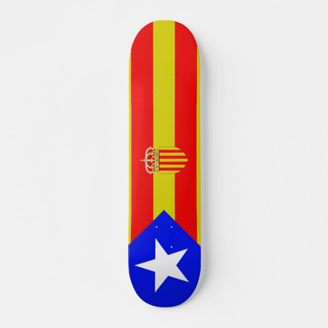 Catalonia flagga mini skateboard bräda 18,5 cm (Framsida)