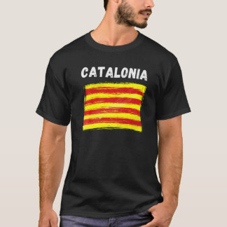 Catalonia Flagga Souvenir Vandring Semester 2022 T Shirt