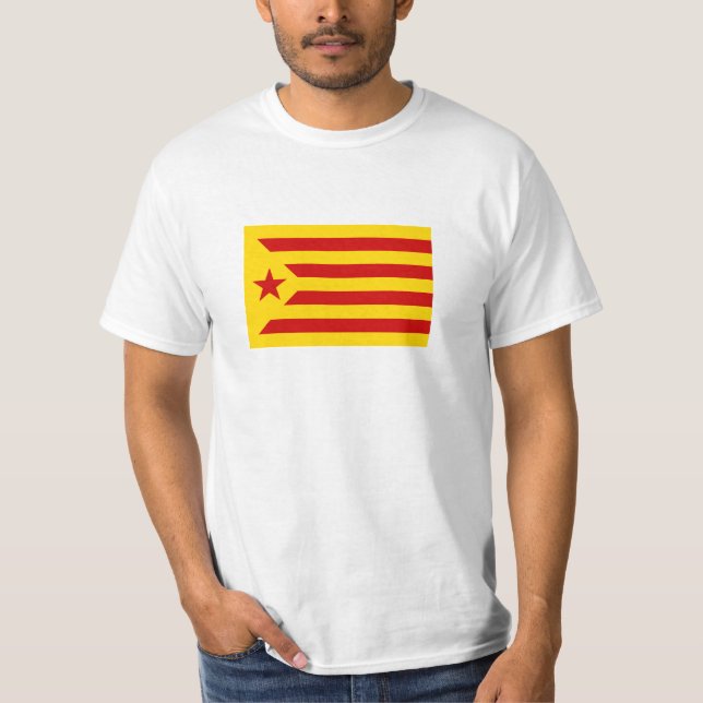 Catalonia Red Starred Flagga T-shirt (Framsida)
