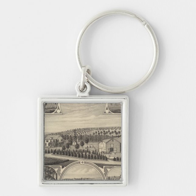 Catalpa, Nebraska Fyrkantig Silverfärgad Nyckelring (Framsidan)