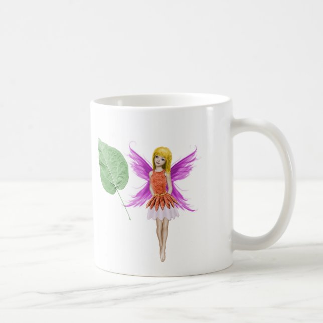 Catalpa Träd Fairy med Löv Kaffemugg (Höger)