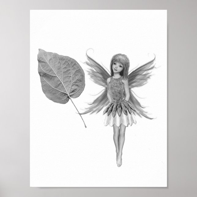 Catalpa Träd Fairy med Löv Poster (Framsidan)