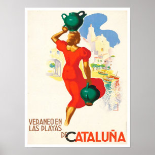 Catalunya Spanien vintage resor Poster