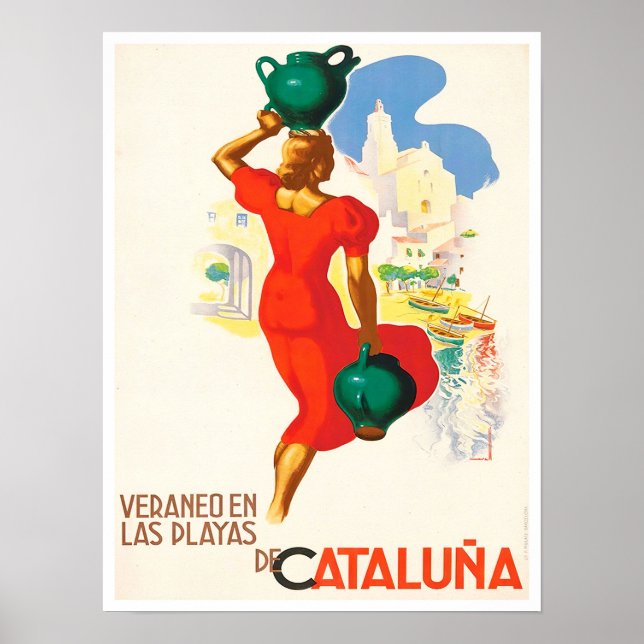 Catalunya Spanien vintage resor Poster (Framsidan)