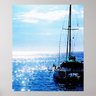 Catamaranen i härliga Dominica bevattnar Poster
