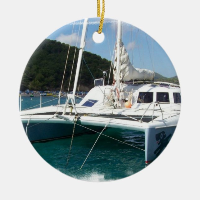 Catamaranprydnad Julgransprydnad Keramik (Framsidan)