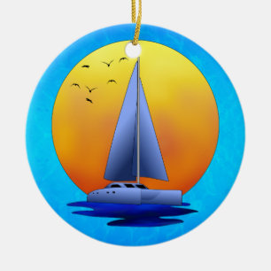 Catamaransegling Julgransprydnad Keramik