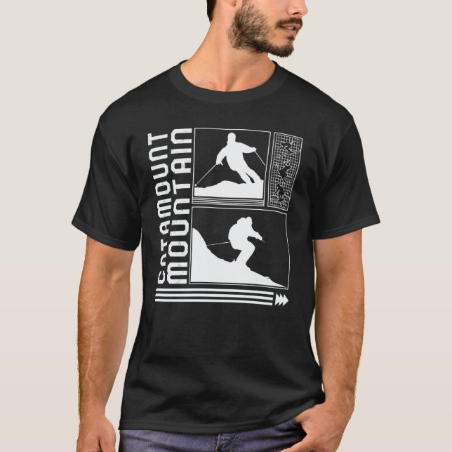 Catamount Mountain Skiing Skier Winter Snowboard S T Shirt (Framsida)