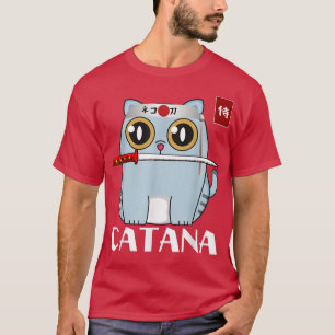 Catana Cat med Katana Cute Japansk samurai Cat O T Shirt