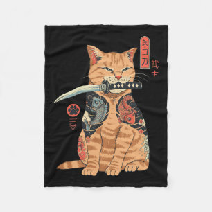 Catana Cat Vintage Cute Japaninspirerad Cat Fleecefilt