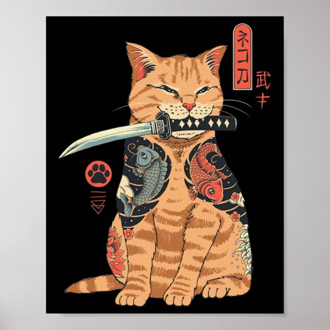 Catana Cat Vintage Cute Japaninspirerad Cat Poster (Framsidan)