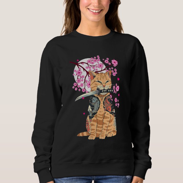 Catana Japanska Aesthetic Sakura Cherry Blommars T Shirt (Framsida)