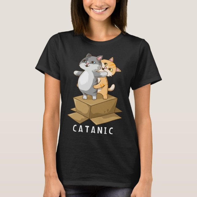 CATANIC  Cat Kitten  Parody Cruise Ship Vacation T Shirt (Framsida)